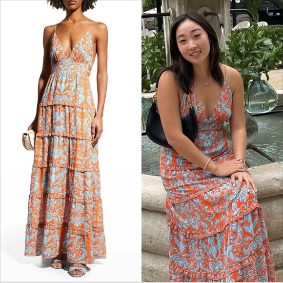 Alice Olivia Karolina Halter Maxi Dress Size 4 Forever Yours Sienna Boho - Picture 2 of 13